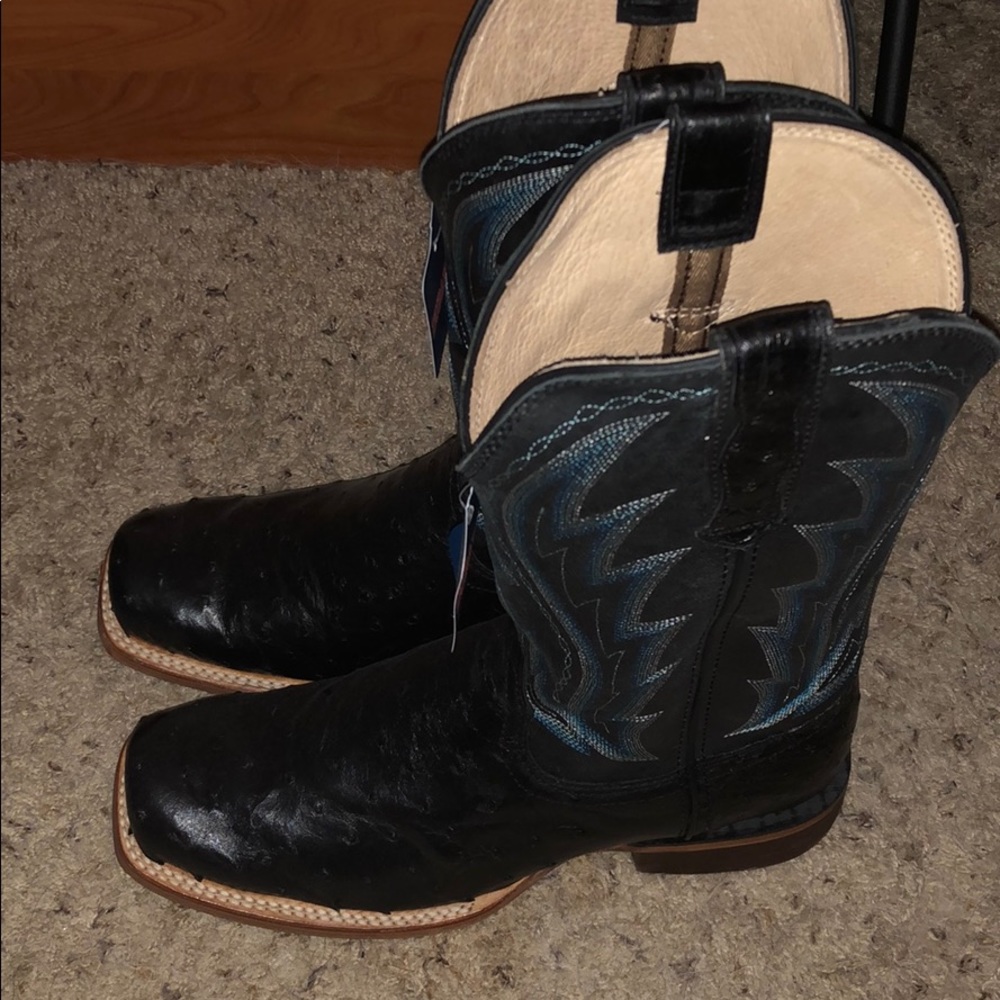 Real ostrich boots square toe
